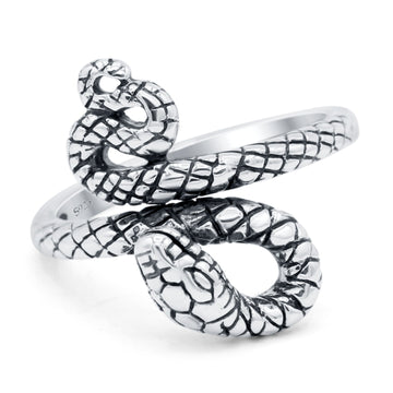 Snake Oxidized Band Solid 925 Sterling Silver Thumb Ring (17mm)